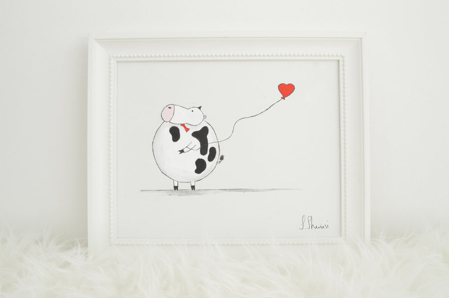 boys nursery wall art - alex the cow - front view | shenasi concept