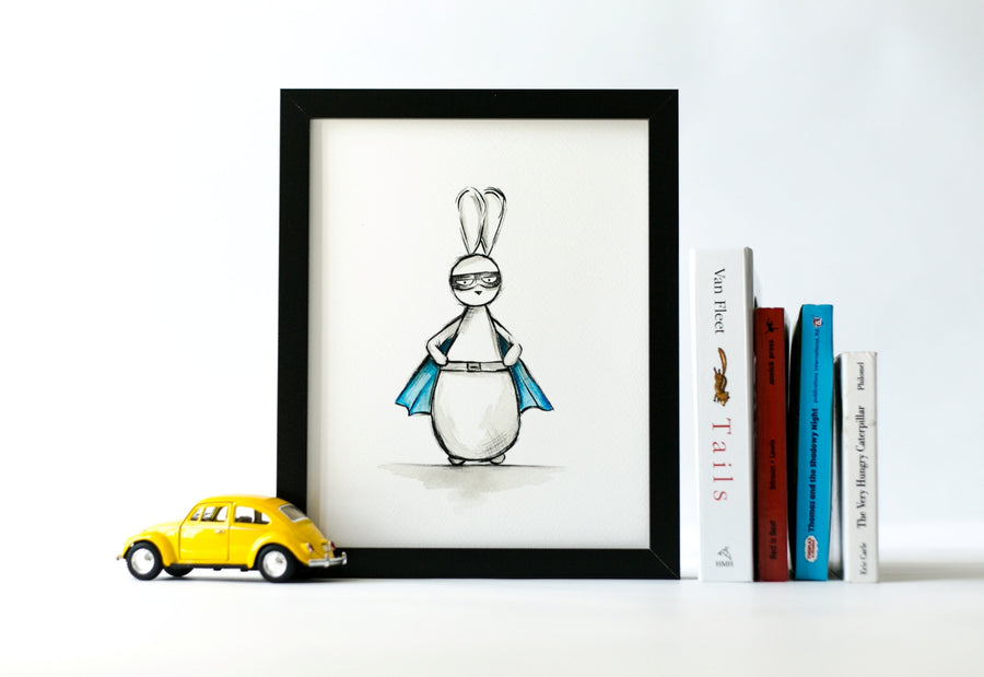 Nursery Art Print - Captain Bun Superhero | Shenasi Concept