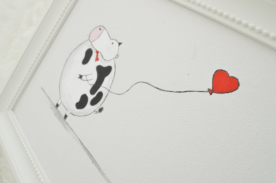 boys wall decor - nursery art - alex the cow - side view | shenasi concept