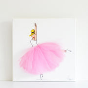 Girls Wall Decor Nursery - Jumping Ballerina Art Dressi Diva (Sofia Style) Pink Tutu