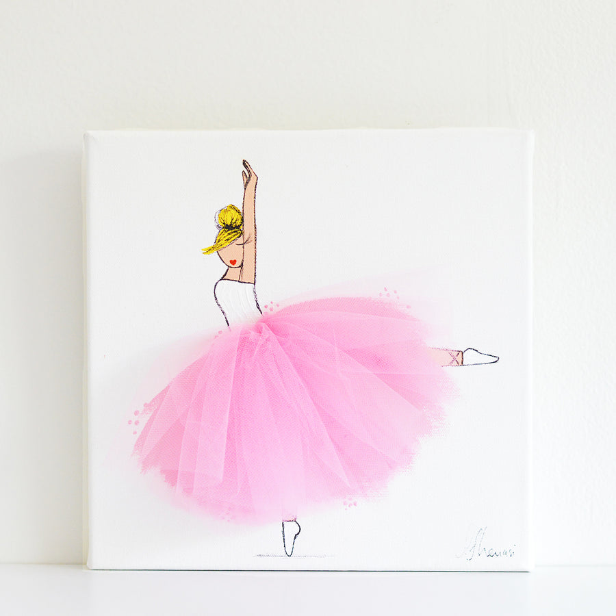 Girls Wall Decor Nursery - Jumping Ballerina Art Dressi Diva (Sofia Style) Pink Tutu