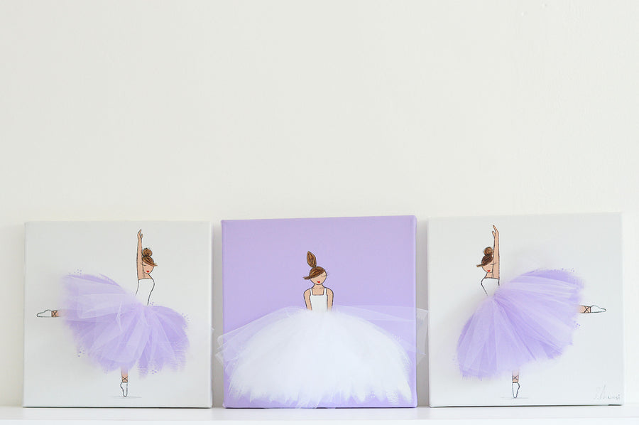 3 Ballerinas Nursery Decor Purple  | Shenasi Concept