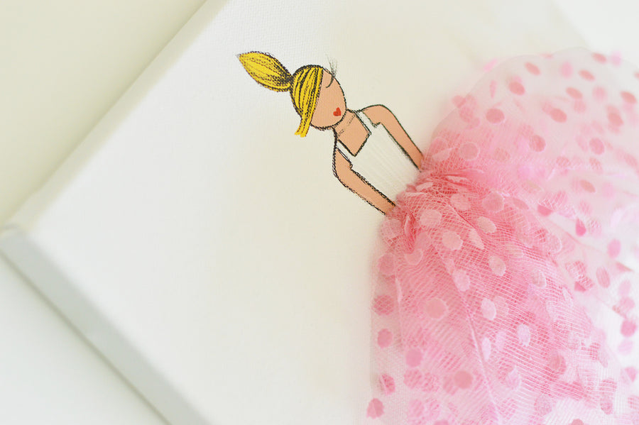 Girls Wall Decor - Dressi Diva Pink Polkadot Ballerina Art | Shenasi Concept