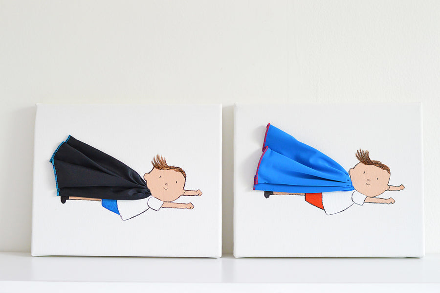 2 Nursery Wall Art Pieces | Milo the Superhero | Shenasi Concept