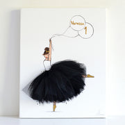 personalized nursery decor - ballerina canvas art balck tutu- shenasi concept