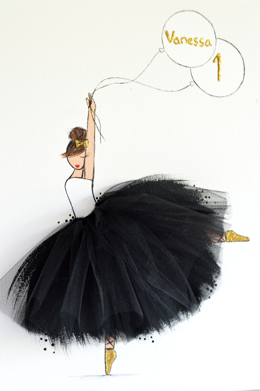 personalized nursery decor - ballerina canvas art with balloon - shenasi concept