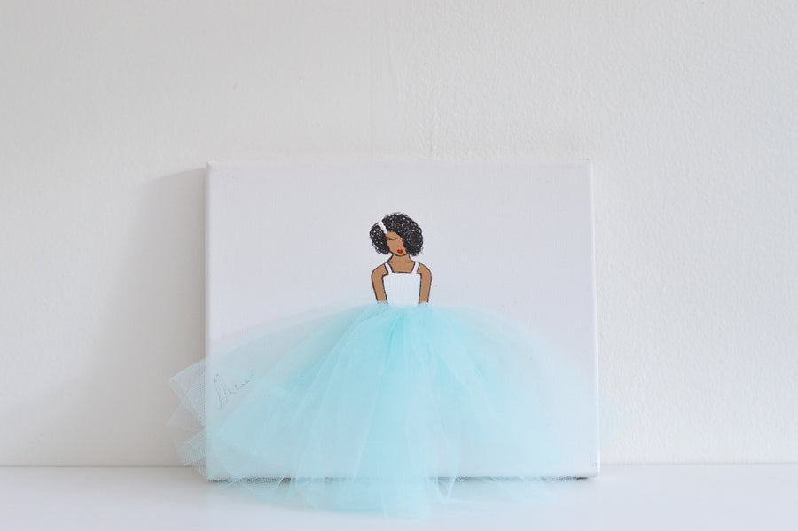 Ballerina Nursery Art  Dressi Diva Blue Tutu | African American 