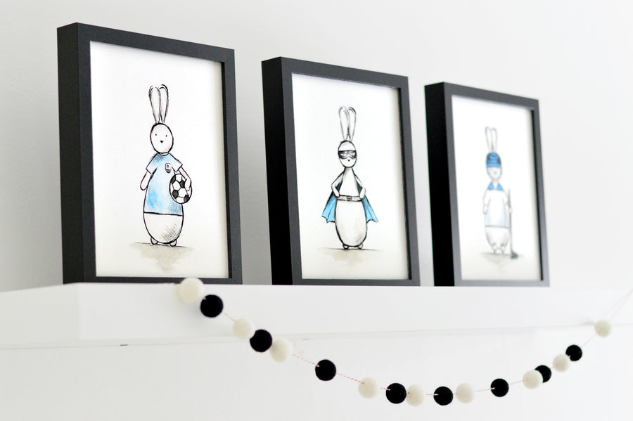 Baby Boy Nursery Art Prints - Captain Bun Set - Shenasi Concept