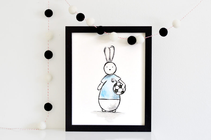 Boy Nursery Decor - Captain Bun Soccer Bunny - Shenasi Concept