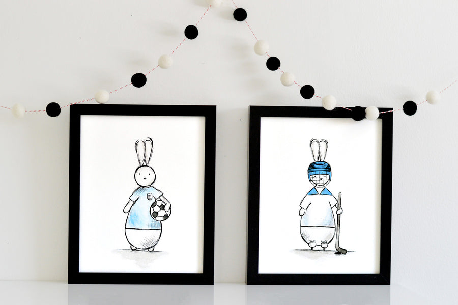boy nursery decor - superhero bunny hocky and soccer player | shenasi concept