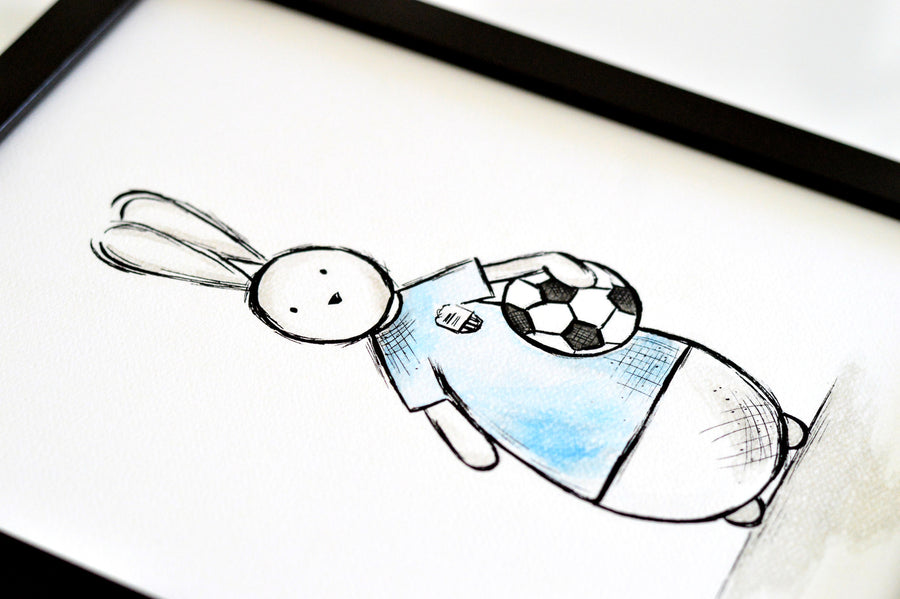 Boys Nursery Wall Art - Soccer Bunny | Shenasi Concept
