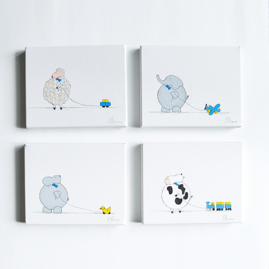 Hand Painted Nursery Art Set - Animals For Kids | Shenasi Concept
