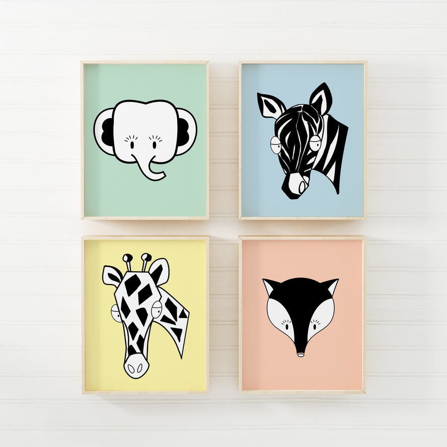 boy nursery art print - safari animals - shenasi concept