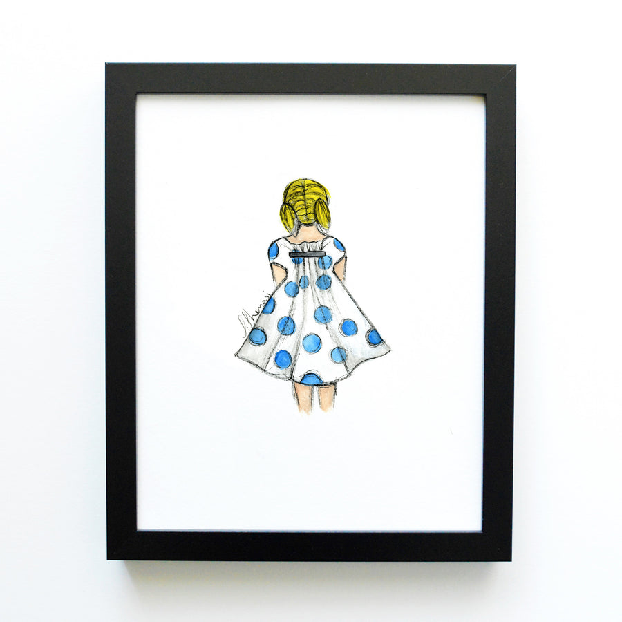 girls room decor set - girl in polka dot dress - shenasi concept