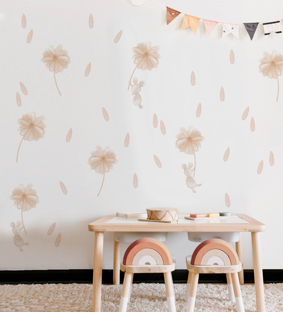 Flying Mouse & Daisies Decals