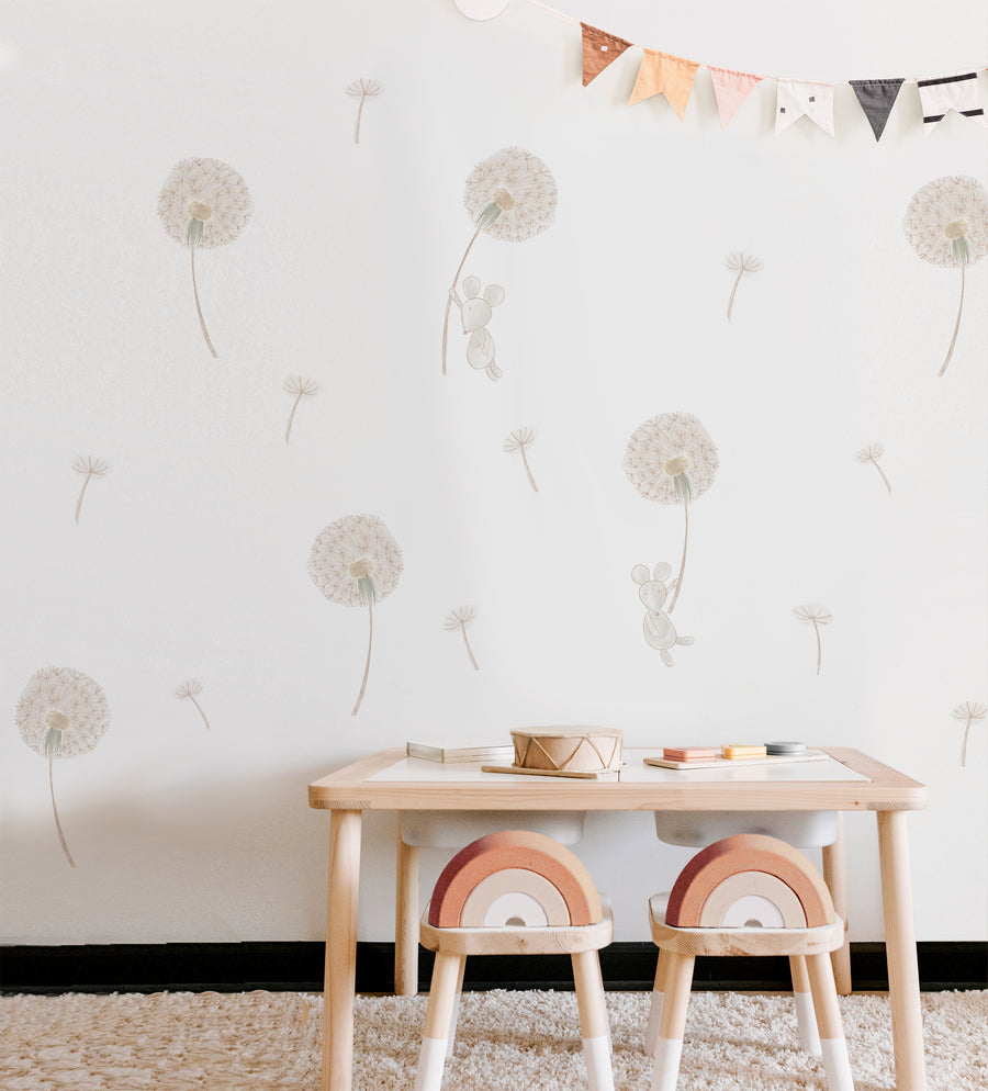 Flying Mouse & Dandelions Decals