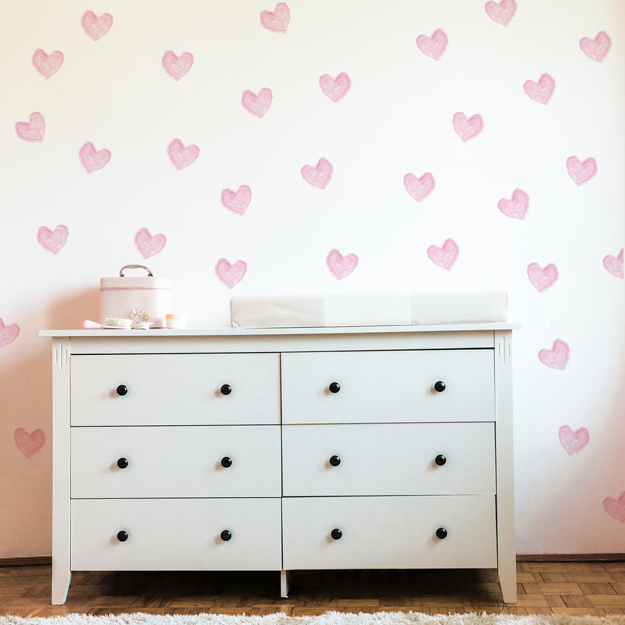 pink hearts nursery girls room wall decal | Peppy Lu