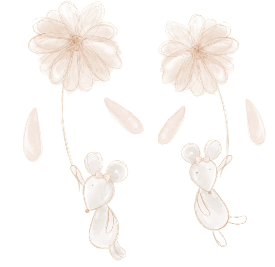 Flying Mouse & Daisies Decals