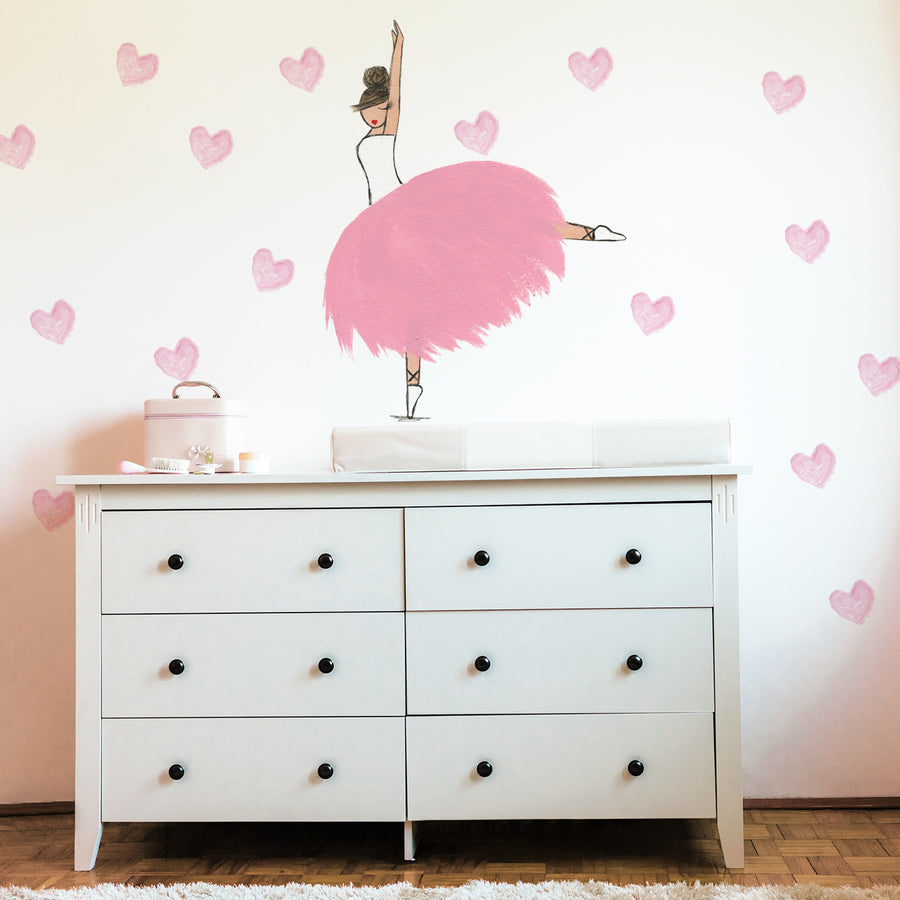 girls room pink heart ballerina wall decal | Peppy Lu