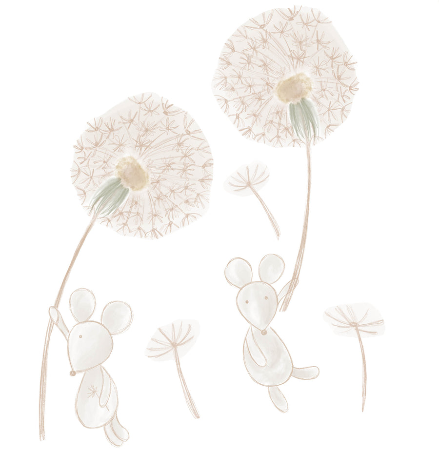 Flying Mouse & Dandelions Decals