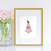 girls room decor - girl in pink dress art print - shenasi concept