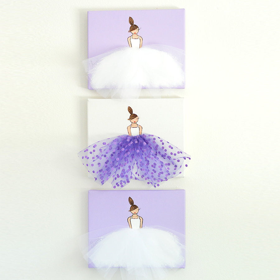 Girls Wall Decor Set (Style A) - Purple Ballerina Art